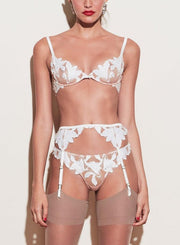 Rosie Lace & Mesh Suspenders White